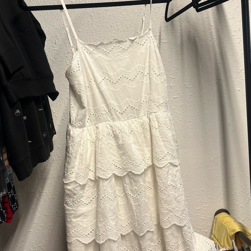 Express Strapless White Eyelet Dress